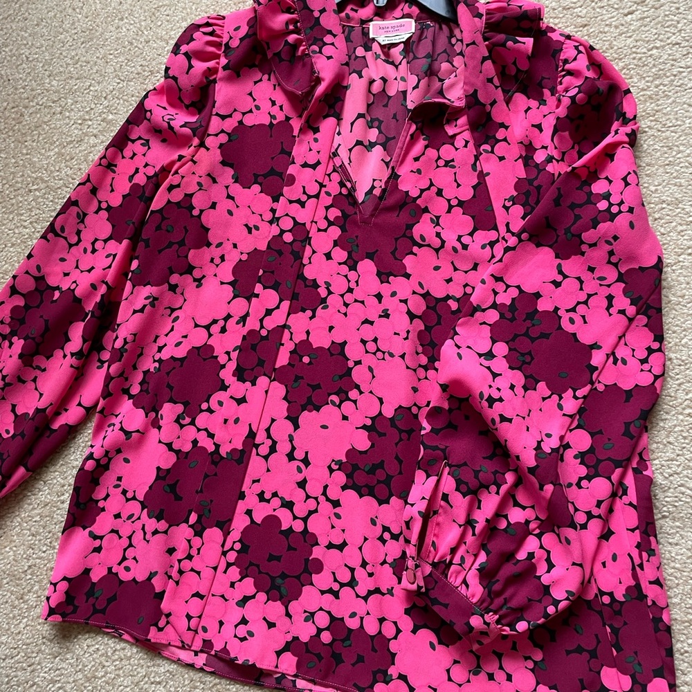 KATE SPADE BUBBLE DOT TIE NECK TOP